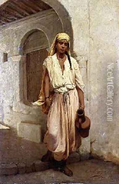 A Water Carrier Oil Painting - Jean Raymond Hippolyte Lazerges
