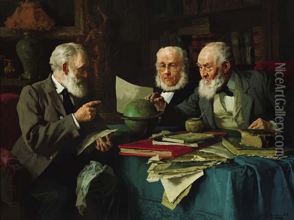 ''heated Discussion'' Oil Painting - Louis Charles Moeller