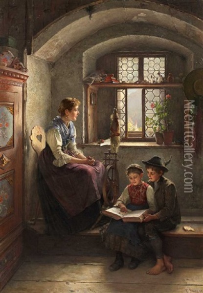 Kinder In Der Stube Oil Painting - Friedrich Anton Otto Prolss