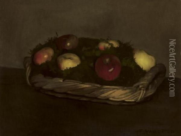 Corbeille De Pommes Rouges Et Jaunes, Um 1887 Oil Painting - Felix Edouard Vallotton