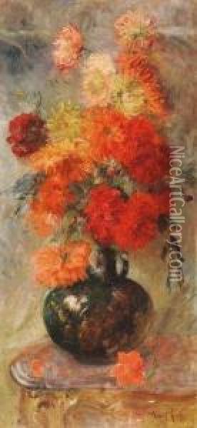 Bouquet De Fleurs Sur Un Entablement Oil Painting - Louis Piot