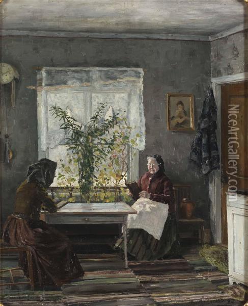 Vid Fonstret Oil Painting - Gustave Albert