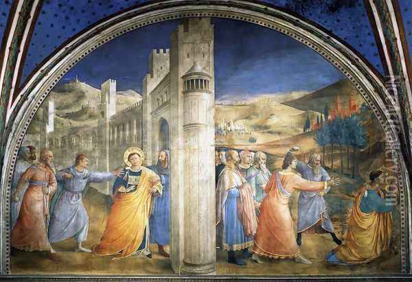 The Stoning of St Stephen Oil Painting - Giotto Di Bondone