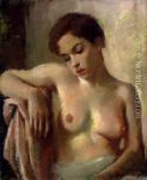 A Seated Nude Oil Painting - Vera Rockline
