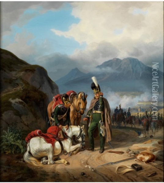 Das Verwundete Pferd Oil Painting - Albrecht Adam