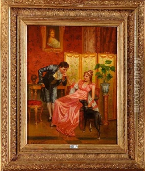 Scene Galante Dans Un Interieur Oil Painting - Albert Geudens