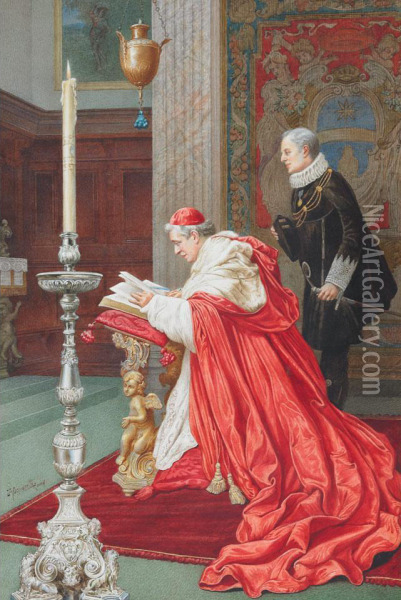 The Cardinal And His Courtier Oil Painting - Umberto Cacciarelli