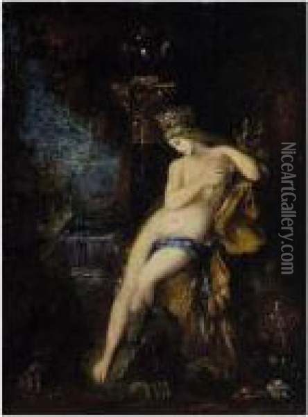 Femme Au Griffon Oil Painting - Gustave Moreau