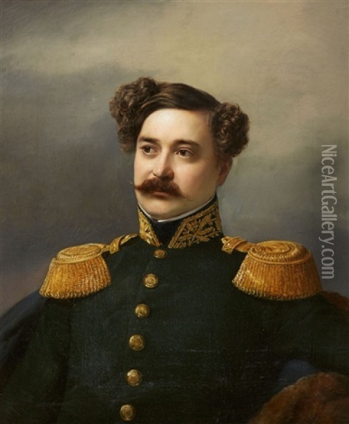 Portrait Of Simon Anton Freiherr Von Tubeuf Oil Painting - Hans Heinrich Juergen Brandes
