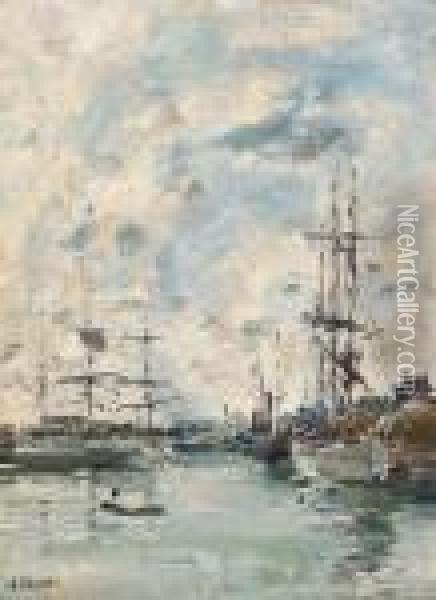 Bassin De Deauville Oil Painting - Eugene Boudin