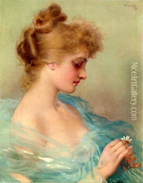 M'ama, Non M'ama (he Loves Me, He Loves Me Not) Oil Painting - Vittorio Matteo Corcos
