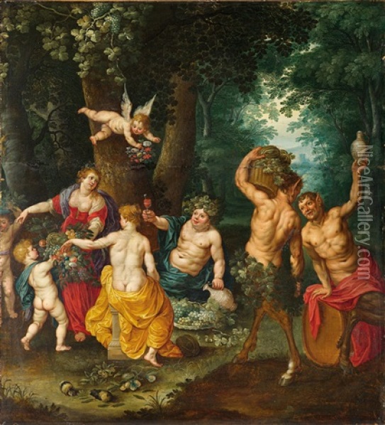 Das Fest Des Bacchus (sine Cerere Et Baccho Friget Venus) Oil Painting - Jan Van Balen