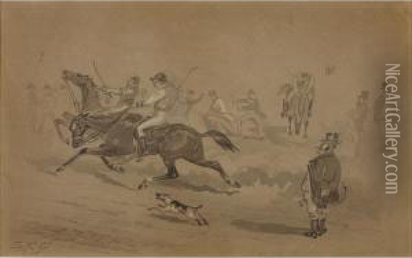Rough Riders Bourke Street West Oil Painting - Samuel Thomas Gill
