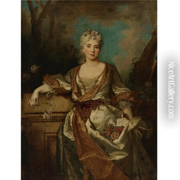 Portrait Of The Marquise De Puysegur Oil Painting - Nicolas de Largilliere