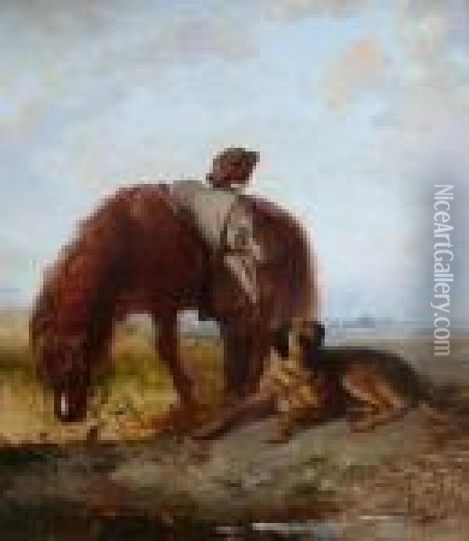 The Gamekeeper's Lad With A Pony And A Hound Oil Painting - Edward Robert Smythe
