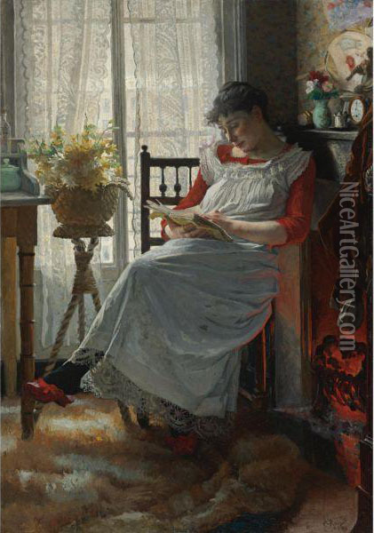 La Lectora (woman Reading) Oil Painting - Rojas Cristobal