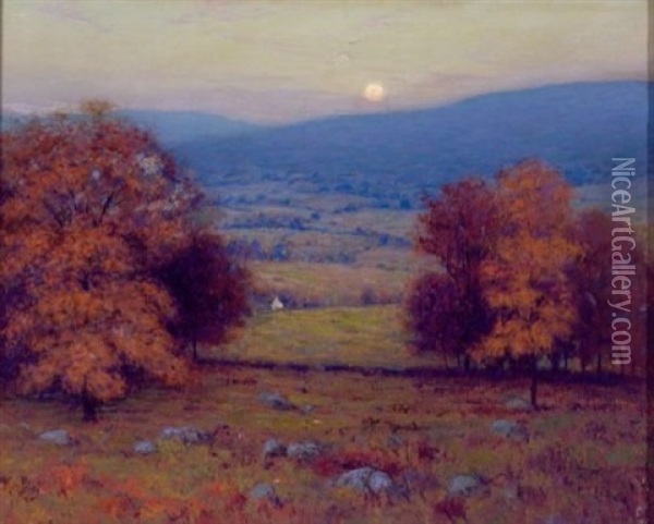 Moonrise In October Oil Painting - Lovell Birge Harrison