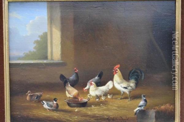 Poulets Oil Painting - Franz van Severdonck