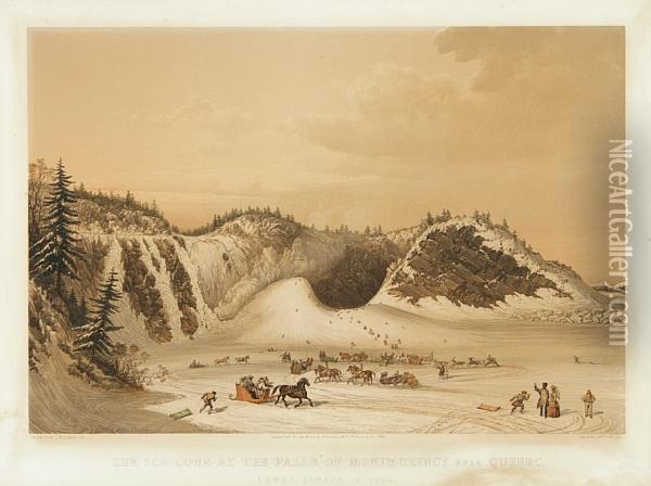 The Ice Cone At The Falls Of Montmorency Nearquebec, Lower Canada Oil Painting - Cornelius Krieghoff