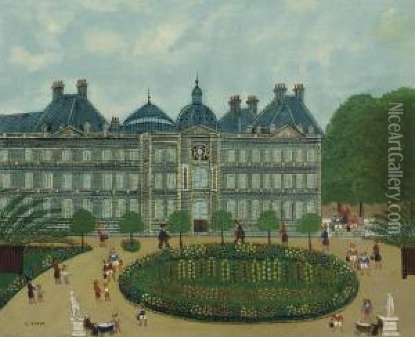 Le Jardin Du Luxembourg Oil Painting - Louis Vivin