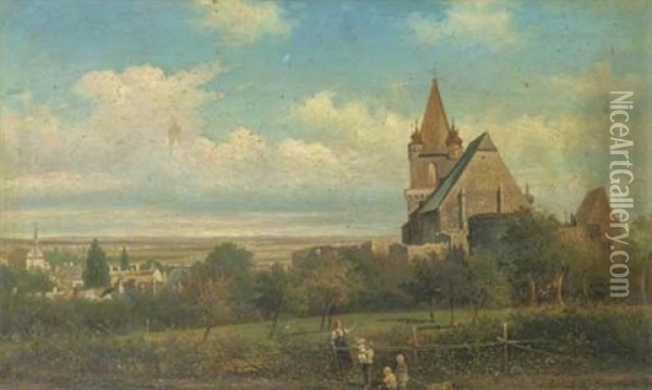 Ansicht Von Perchtoldsdorf Von Der Leonshardtsberg Oil Painting - Elias Pieter van Bommel