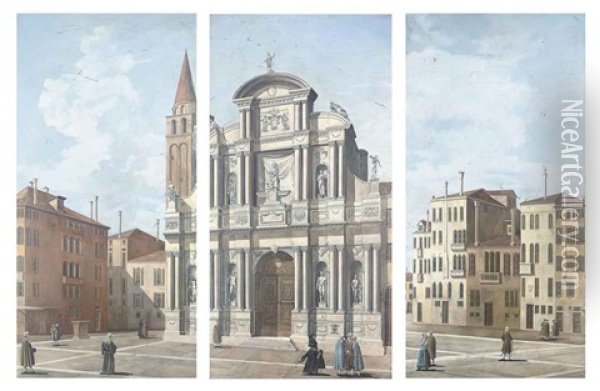 The Church Of Santa Maria Del Giglio, Venice (3 Works) Oil Painting - Bernardo Bellotto