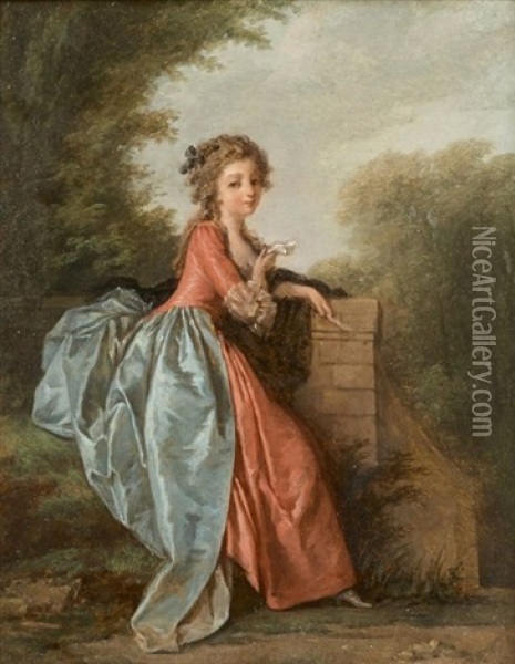 Elegantes Dans Un Parc (pair) Oil Painting - Jean-Baptiste Hilaire