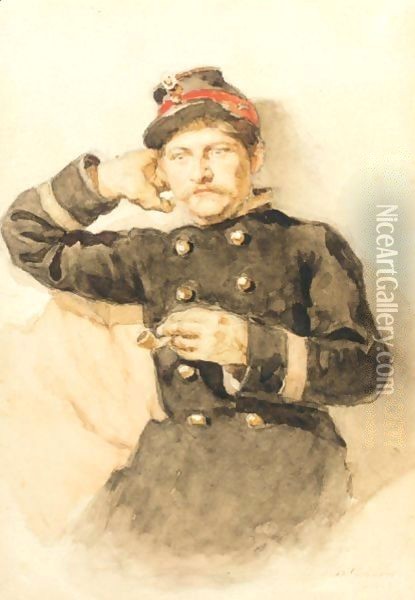 Portrait Of A Seated Man Oil Painting - Vasilij Ivanovic Surikov
