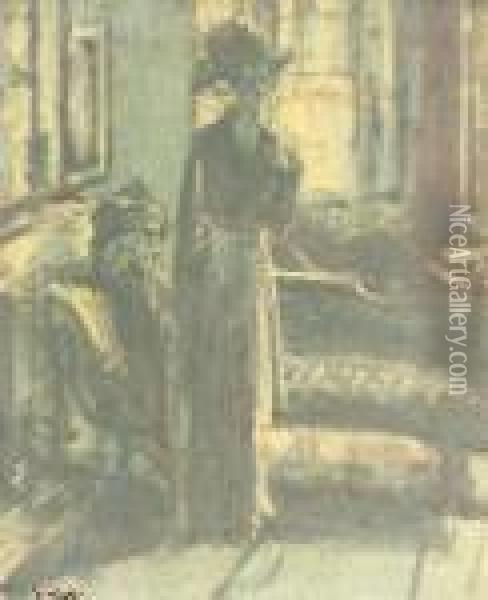 Two Ladies In An Interior Oil Painting - Walter Richard Sickert