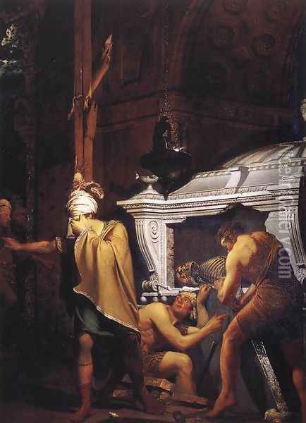 Miravan Breaking Open The Tomb Of His Ancestors Oil Painting - Josepf Wright Of Derby