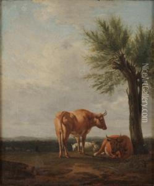 Landskap Med Vilande Boskap Oil Painting - Abraham van, I Strij