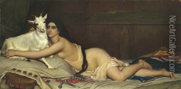 Esmeralda And Djali Oil Painting - Joseph Henri Francois Van Lerius