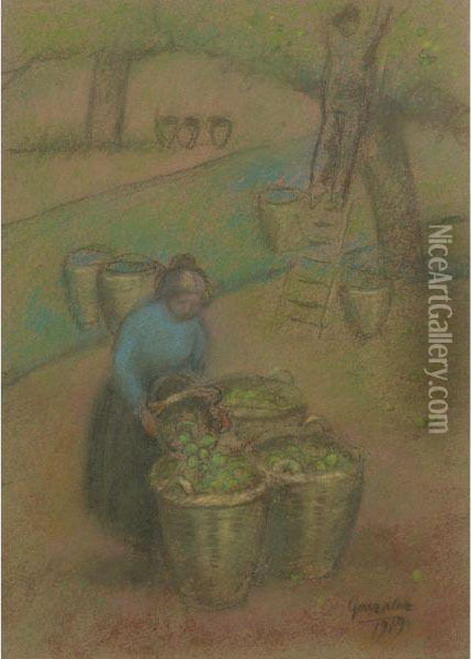 The Apple Basket Oil Painting - Julio Gonzalez
