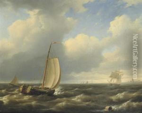 Shipping Of A Coast Oil Painting - Pieter Hendrik Thomas