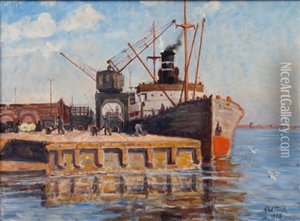 Harbour Oil Painting - Alfred William (Willy) Finch