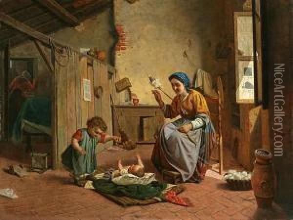 Domestic Joy Oil Painting - Federico Mazzotta