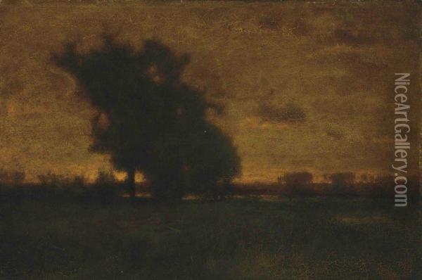 The Pond At Sunset, Milton Oil Painting - George Inness