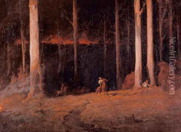 Gippsland, Sunday Night, February 20th, 1898 Oil Painting - John Longstaff