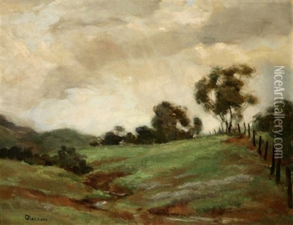 Passing Storm Over A Rolling Hill Oil Painting - Gottardo Piazzoni