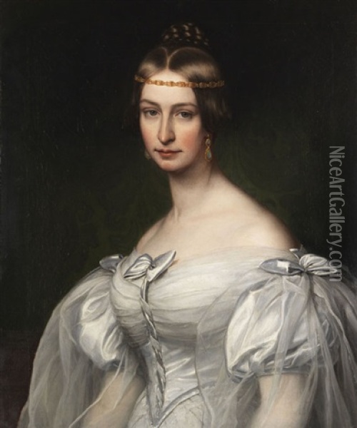 Bildnis Der Caroline Krafft, Geb. Platner (1811-1873) Oil Painting - Friedrich Durck