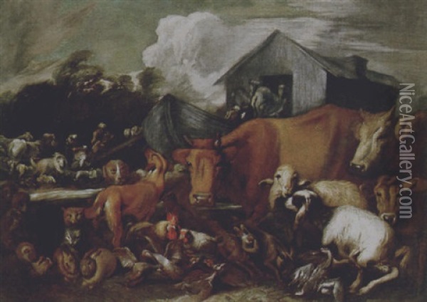 Noah's Ark Oil Painting - Giovanni Benedetto Castiglione