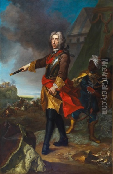 Portrait Of Prince Eugene Of Savoy Oil Painting - Johann Gottfried Auerbach