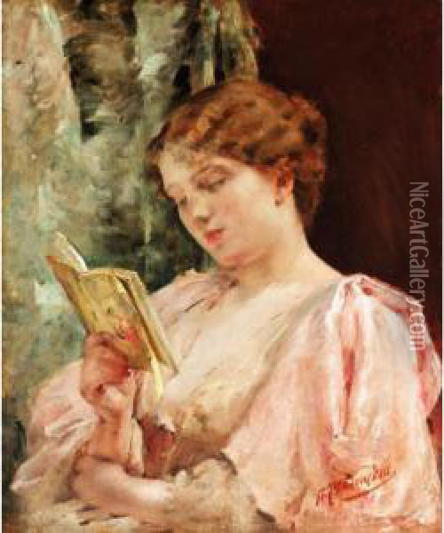 Lady Reading Oil Painting - Paul A. Svedomsky