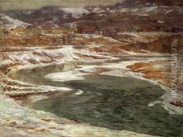 Winter - Brookville Oil Painting - John Ottis Adams
