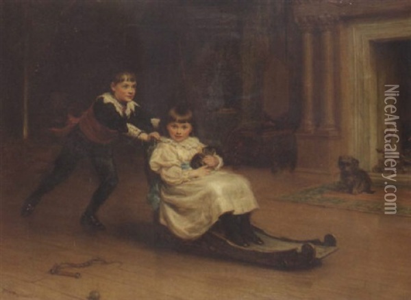 The Twin Children Of Alfred Palmer, Esq Oil Painting - Sir Arthur Stockdale Cope