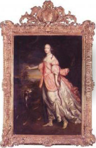 Portrait Of A Lady As Diana The Huntress Oil Painting - Charles Beaubrun