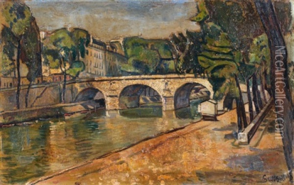 Paris, La Seine Au Pont Marie Oil Painting - Nathan Grunsweigh