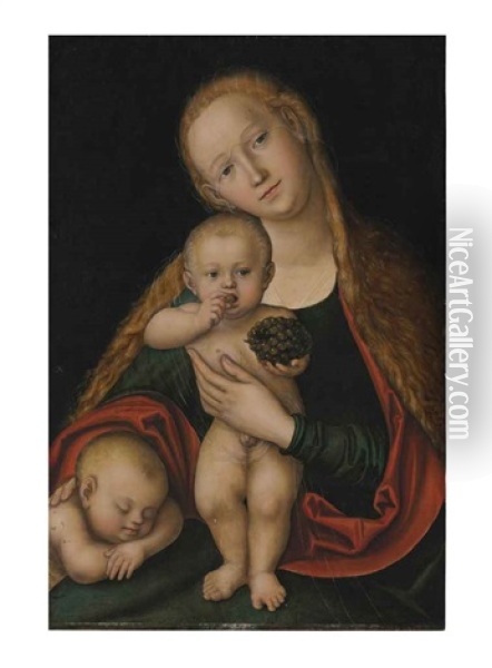 The Virgin And Child With Infant Saint John The Baptist Sleeping Oil Painting - Lucas Cranach the Younger