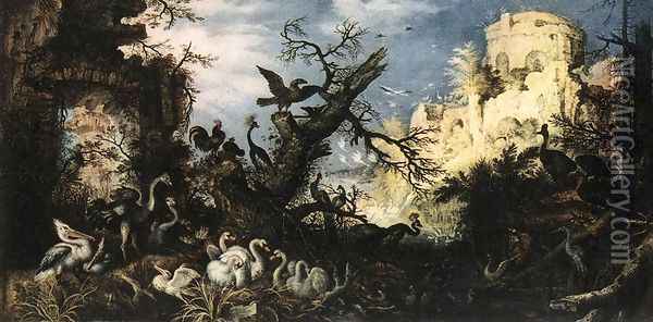 Landscape with Birds 1622 Oil Painting - Roelandt Jacobsz Savery