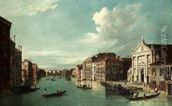 The Grand Canal, Venice, Looking
 Toward The South East With Santo Stae And The Fabbriche Nuove Oil Painting - William James